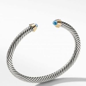 DAVID YURMAN CABLE CLASSIC BRACELET WITH BLUE TOPAZ AND GOLD